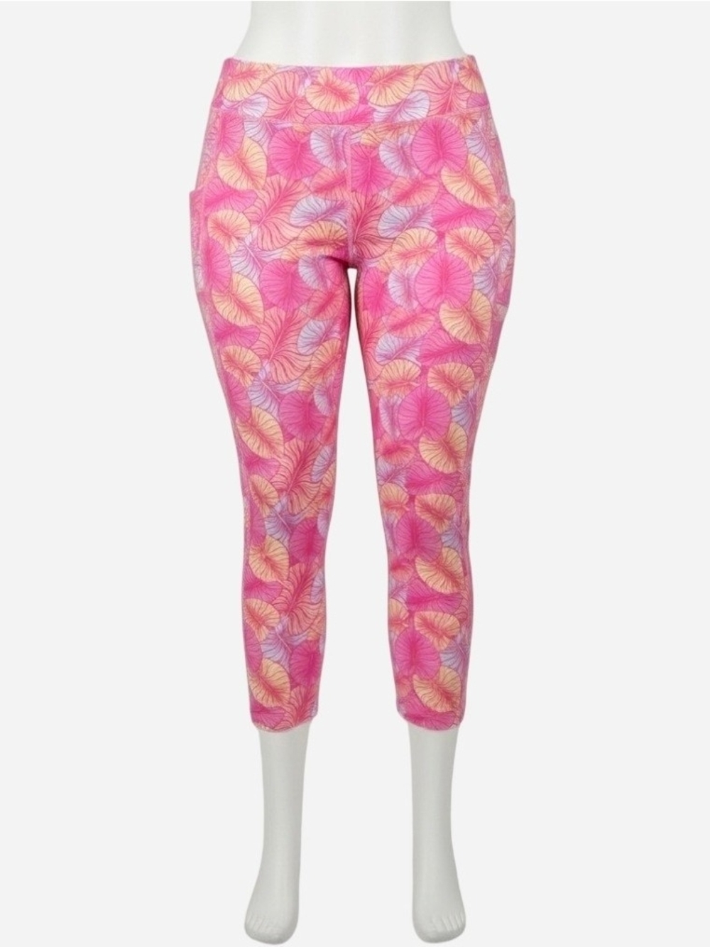 POP Fit Pink Leaf-Print Leggings
